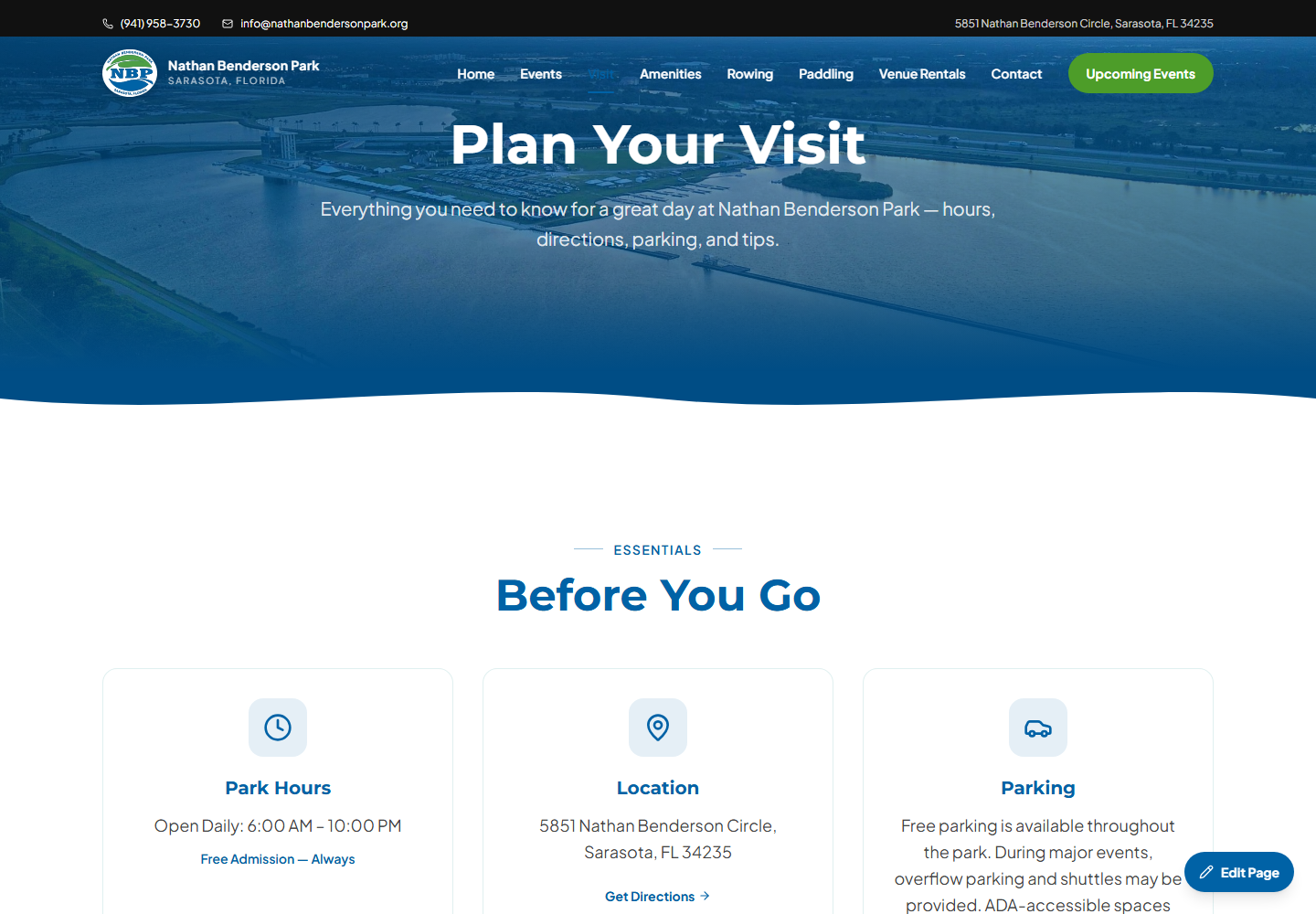 Nathan Benderson Park visit page