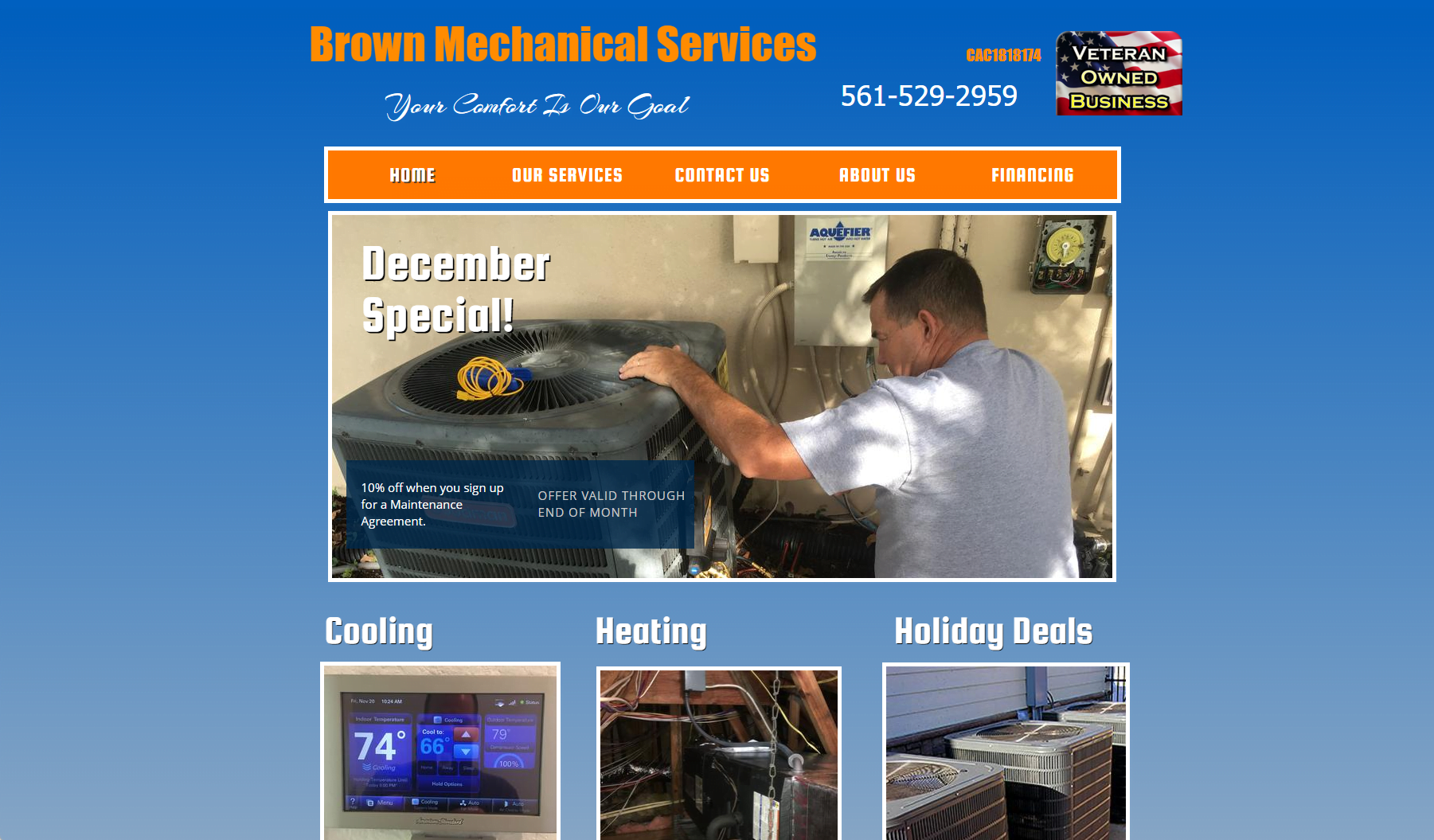 Brown Mechanical Services old website screenshot