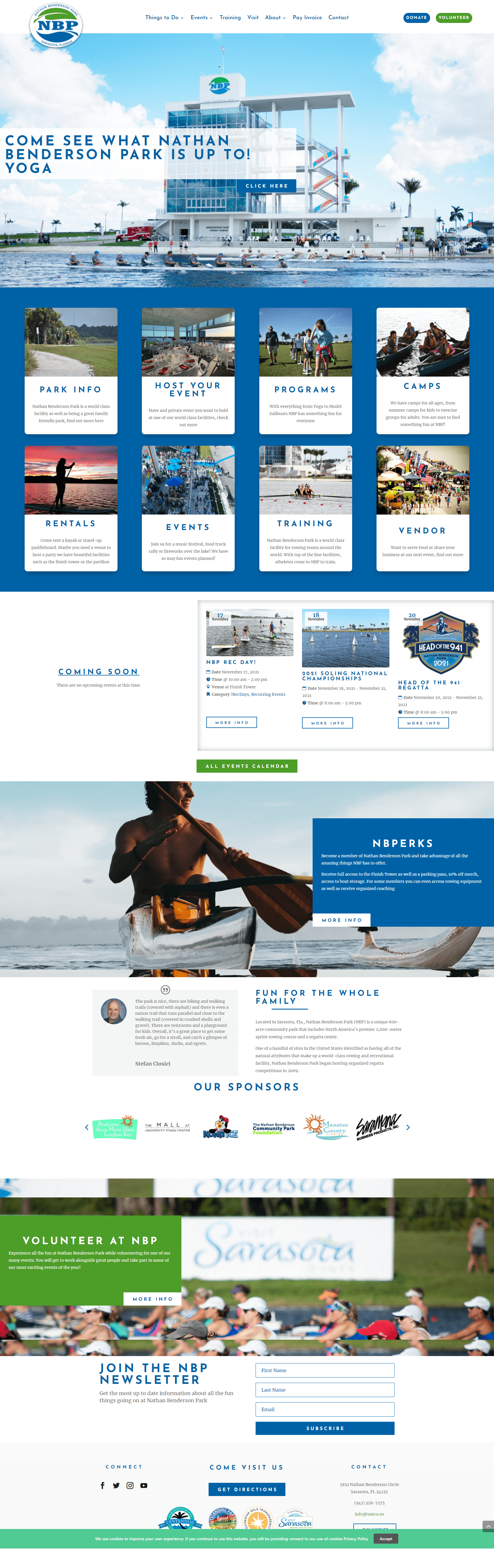 Nathan Benderson Park website screenshot