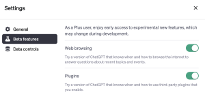 ChatGPT beta panel